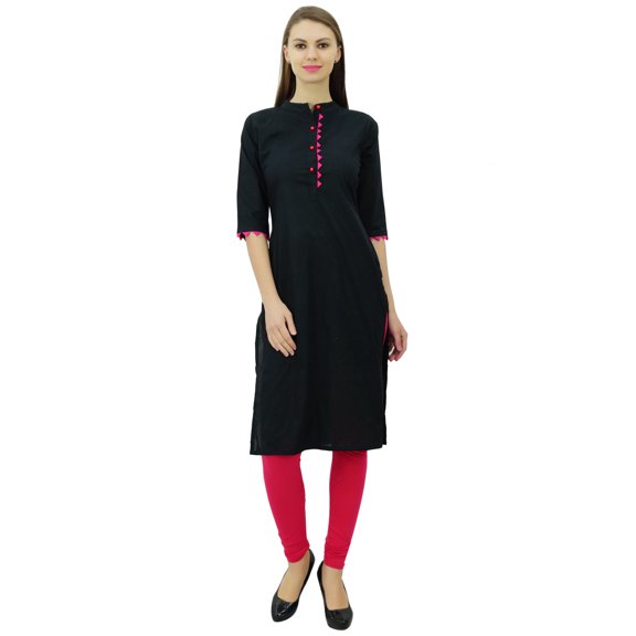 Phagun Cotton Plain Kurti Designer Tunic Mandarin Collar Ethnic Casual Kurta Blouse