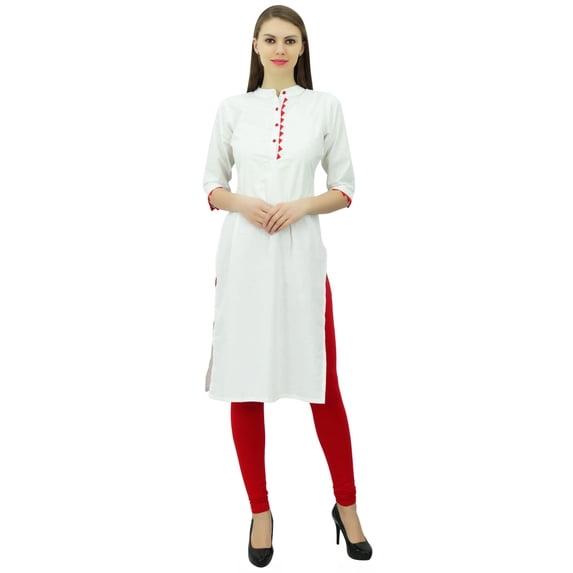 Phagun Cotton Plain Kurti Designer Tunic Mandarin Collar Ethnic Casual Kurta Blouse