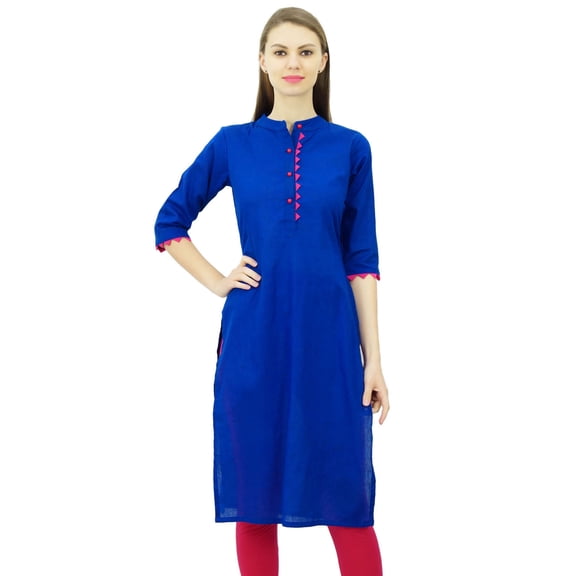 Phagun Cotton Plain Kurti Designer Tunic Mandarin Collar Ethnic Casual Kurta Blouse