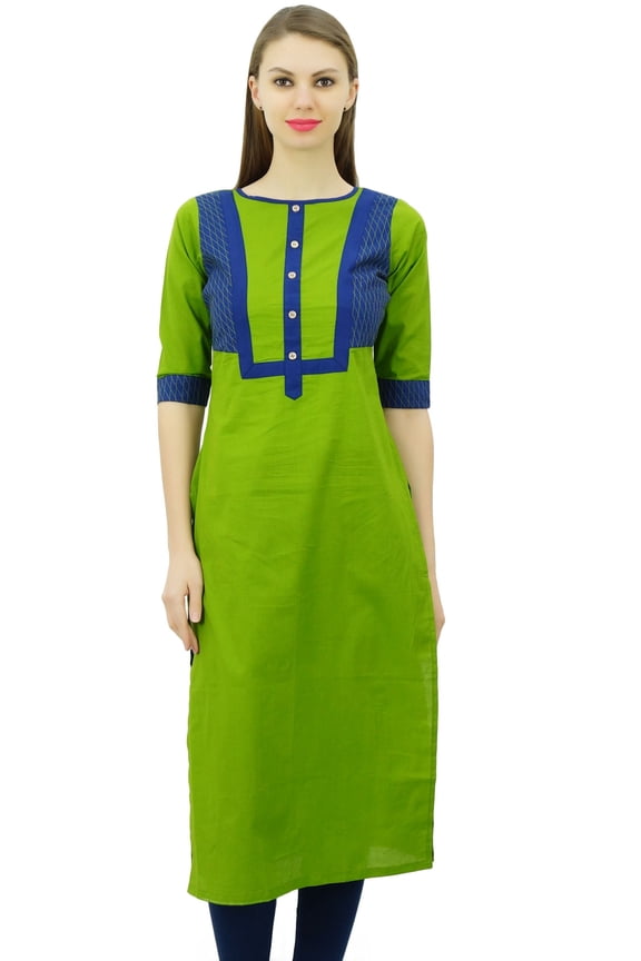 Cotton Straight Kurti Tunic With Front Button Casual Kurta