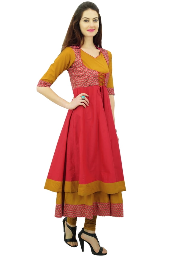 Designer Double Layer Anarkali Kurti Dori Jacket Style Indian Dress - 10