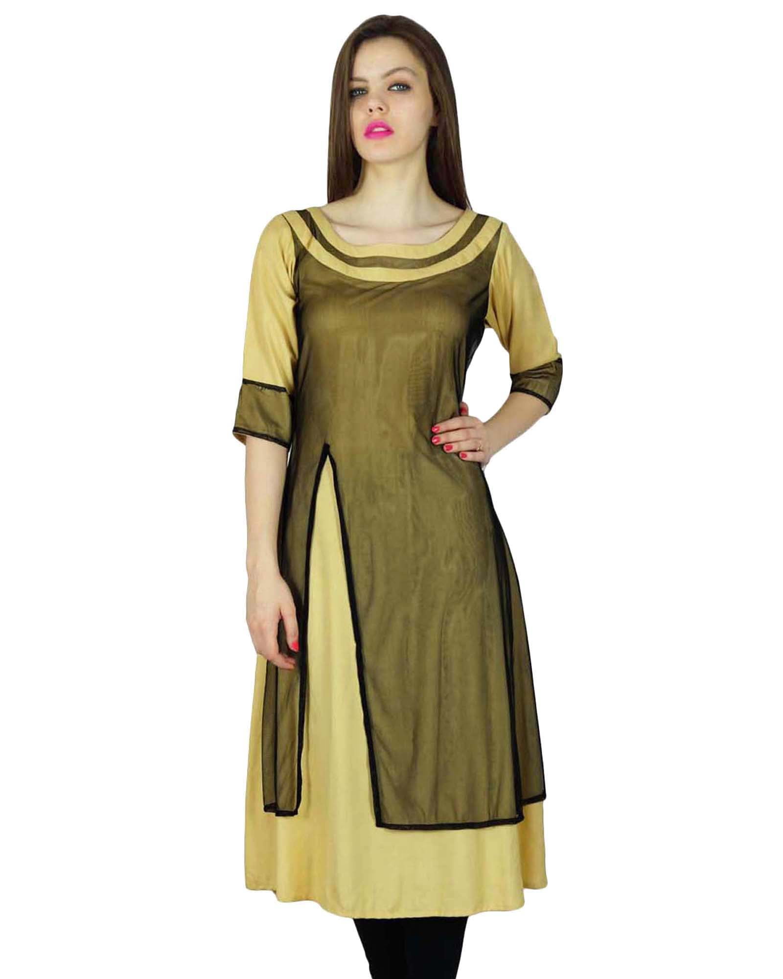Phagun Designer Indian Kurta Women Ethnic Kurti Top Tunic Cotton And Net  Dress - Walmart.com