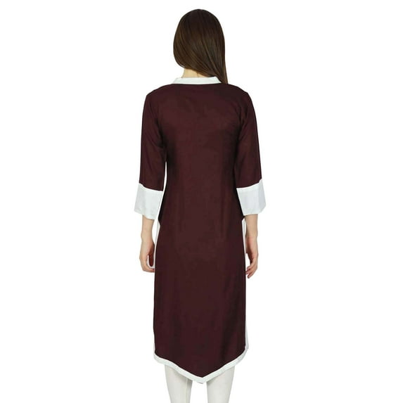 Phagun Designer Indian Rayon Red Solid Casual Kurta Women Kurti Top Tunic Dress