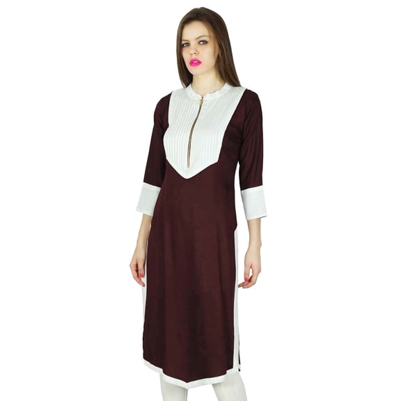Phagun Designer Indian Rayon Red Solid Casual Kurta Women Kurti Top Tunic Dress