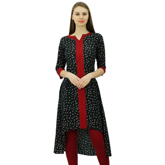 Phagun Designer Printed Tunic Ethnic Indian Kurta Asymmetrical Cotton Kurti Blouse