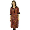 thumbnail image 1 of Phagun Designer Straight Printed Tunic Chic Collar Kurti Casual Cotton Kurta-4, 1 of 1