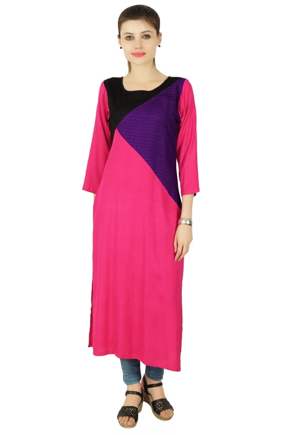 Ethnic Designer Casual Kurti Rayon Bollywood Solid Women Tunic Dress