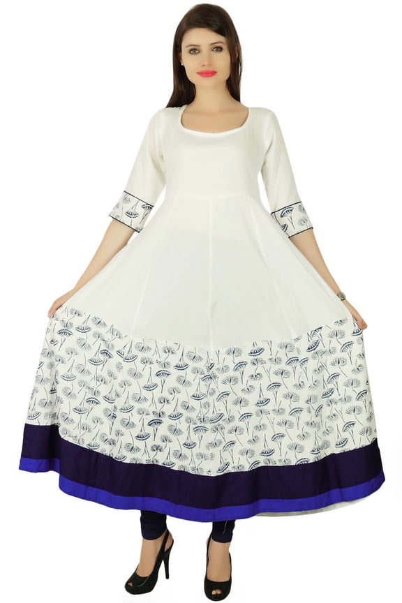 Ethnic Designer Floral Kurta Women Bollywood Rayon Kurti Tunic Dress