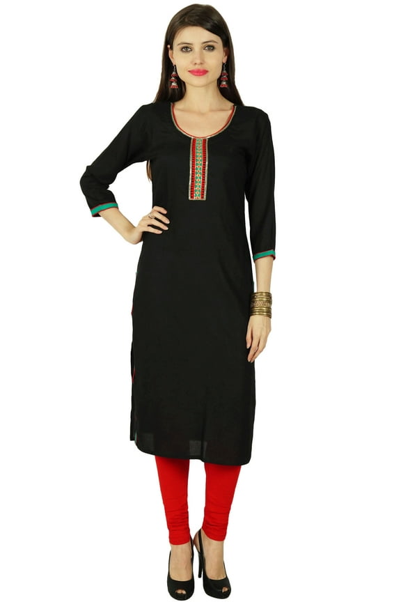 Ethnic Designer Women Rayon Solid Casual Kurti Kurta Tunic Dress