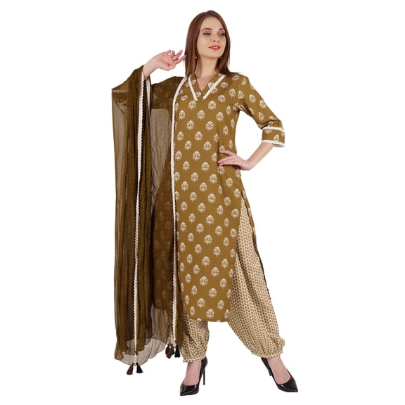 Phagun Ethnic Kurta Set For Womens W/Printed Dupatta Indian Tunic Designer Kurti Dress