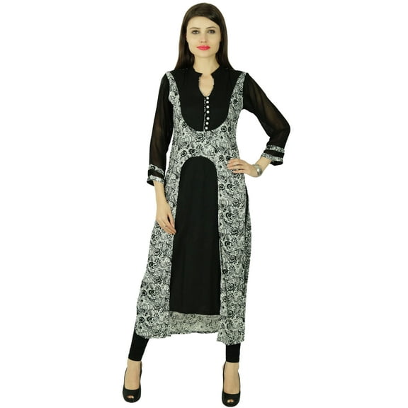 Phagun Ethnic Kurti Rayon Floral Top Asymmetrical Kurta Women Tunic Dress