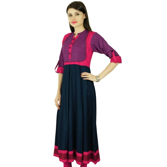 Phagun Ethnic Kurti Rayon Leaves Bollywood Kurta Women Casual Top Tunic Dress