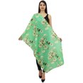 thumbnail image 1 of Phagun Floral & Bird Print Women Neck Wrap Scarf Sarong Cotton Voile Dupatta-Mint Green, 1 of 1