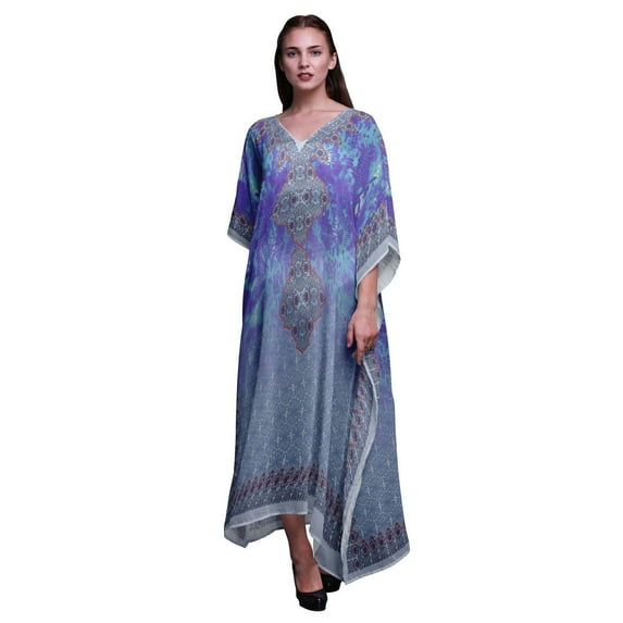 Phagun Floral Ladies Kaftan Holiday Loungewear Maxi Dress Beach Coverup-S-M-L