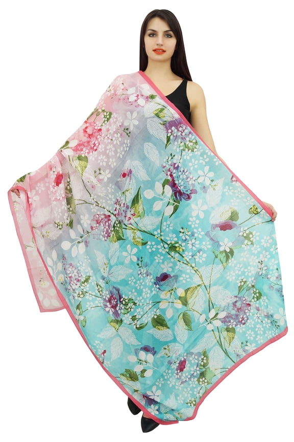 Floral Long Scarf Sarong Women Wrap Dupatta Summer Stole Scarves-Inches-Cotton Voile