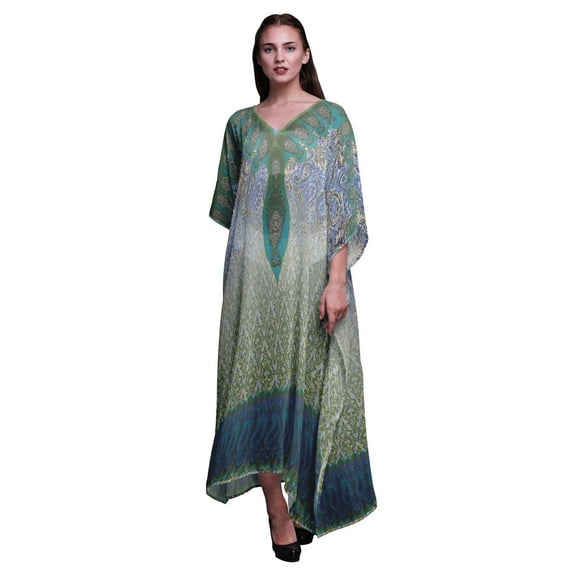Phagun Floral & Paisley Ladies Kaftan Holiday Loungewear Maxi Dress Beach Coverup-4X-5X
