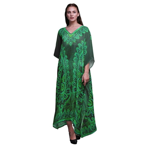 Phagun Floral & Paisley Ladies Kaftan Holiday Loungewear Maxi Dress Beach Coverup-4X-5X