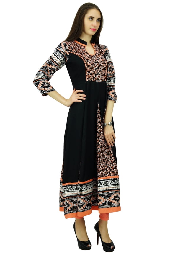 Geometric Pattern Kurta Rayon Anarkali Ethnic Kurti Designer Dress
