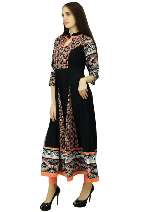 Geometric Pattern Kurta Rayon Anarkali Ethnic Kurti Designer Dress