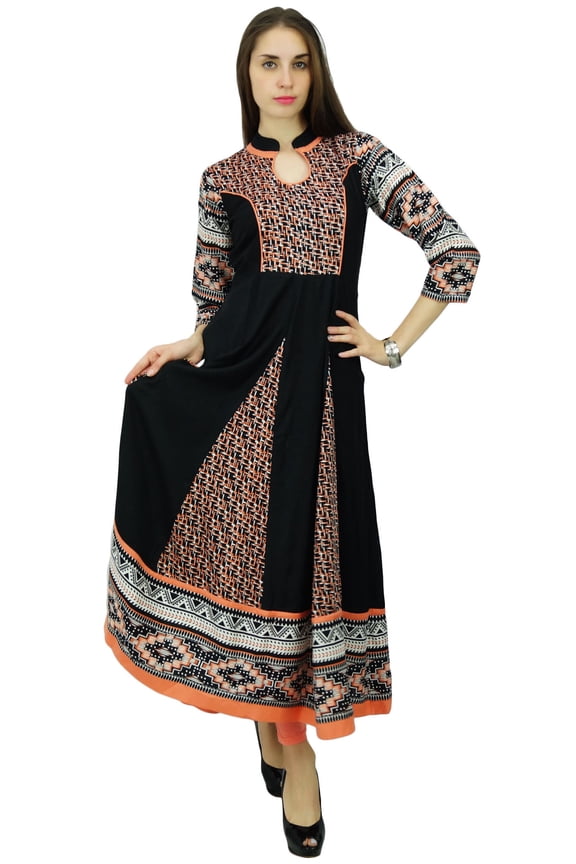 Geometric Pattern Kurta Rayon Anarkali Ethnic Kurti Designer Dress