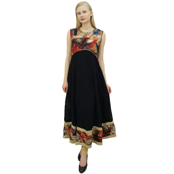Phagun Georgette Black Anarkali Kurta Kurti Formal Party Dress Indian Clothing-22