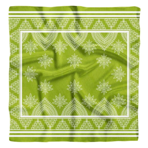 Phagun Green Floral & Paisley Print Pure Silk Square&nbsp;Scarf&nbsp;Neck Wrap Summer Hair Bandanas For Women