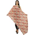 thumbnail image 1 of Phagun Ikat Print Cotton Voile Long Sarong Shawl Women Neck Wrap Scarf Stole-Peach, 1 of 1