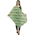 thumbnail image 1 of Phagun Ikat Print Cotton Voile Long Sarong Shawl Women Neck Wrap Scarf Stole-Turquoise, 1 of 1