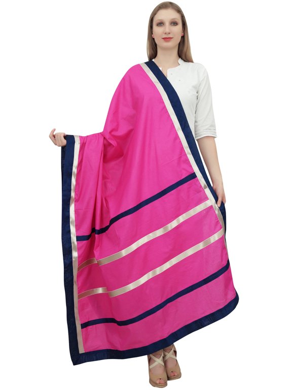 Indain Women's Cotton Dupatta Hijab Scarf Throw Chunni Neck Wrap-Fuschia Pink