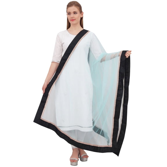 Phagun Indain Women's Hijab Scarf Throw Net Dupatta Chunni Neck Wrap-Light Blue