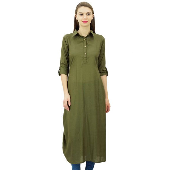 Phagun Indian Cotton Blend Kurti Kurta Casual Wear Collar Neck Tunic For Womens