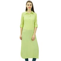 Phagun Indian Cotton Blend Kurti Kurta Casual Wear Collar Neck Tunic For Womens