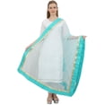 thumbnail image 1 of Phagun Indian Designer Net Dupatta Long Stole Women Hijab Scarf Throw-Turquoise, 1 of 5