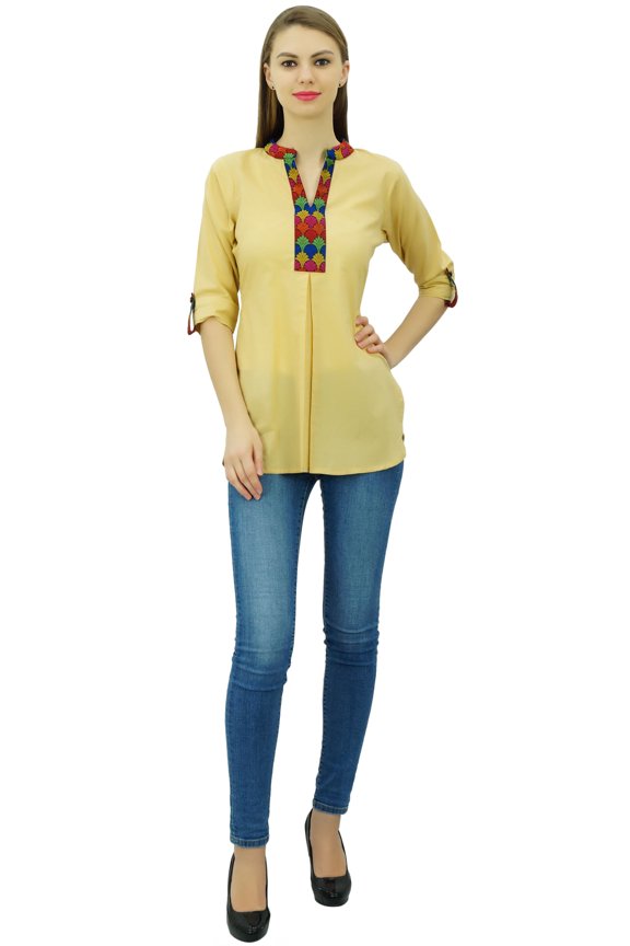 Indian Ethinc Cotton Tunic Short Summer Top Casual Blouse