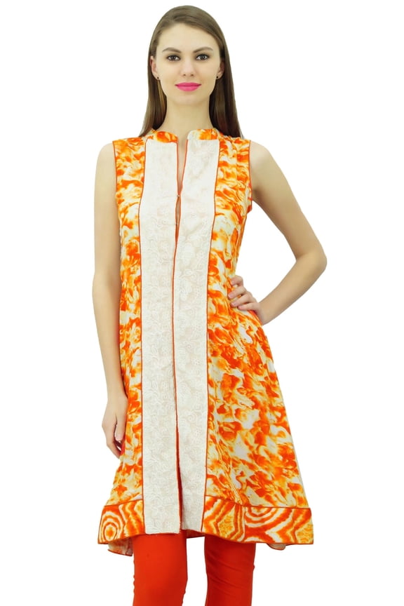 Indian Ethnic Rayon Punjabi Kurti For Ladies Mandarin Collar Casual Tunic Blouse