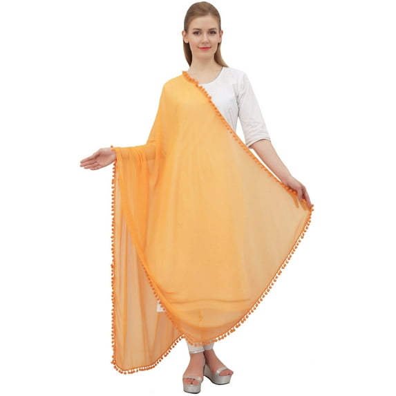 Phagun Indian Women Chiffon Dupatta Neck Wrap Long Stole Scarves Chunni-Orange