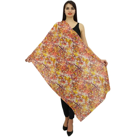 Phagun Indian Women Neck Wrap Digital Print Scarf Cotton Voile Long Stole-Pink