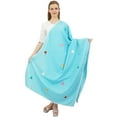 thumbnail image 1 of Phagun Indian Women's Chunni Designer Cotton Dupatta Ethnic Stole Scarves-Light Blue, 1 of 1