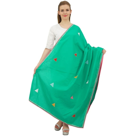 Phagun Indian Women's Chunni Designer Cotton Dupatta Ethnic Stole Scarves-Sea Green