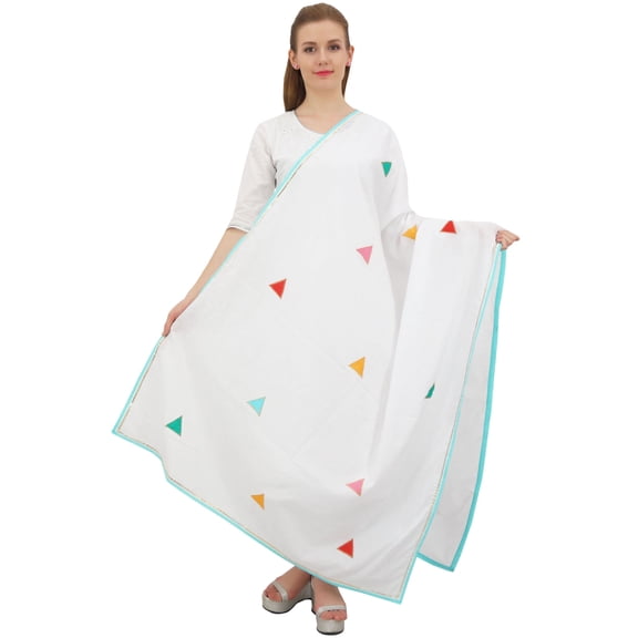 Phagun Indian Women's Chunni Designer Cotton Dupatta Ethnic Stole Scarves-White