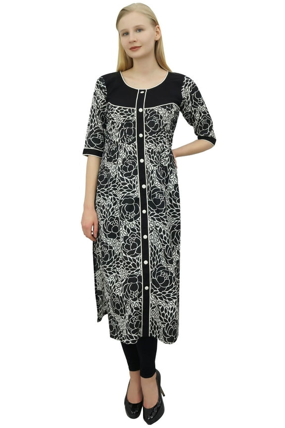 Indian Women's Designer Black Kurta Bollywood Ethnic Dress Blouse Style-16