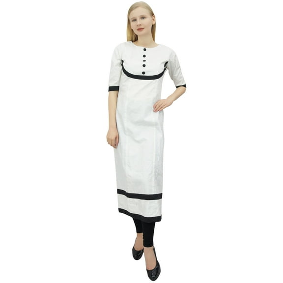 Phagun Indian Women's White Designer Kurta Kurti Bollywood Ethnic Dress-12