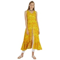 Phagun Indo Western Printed Flared Kurti For Womens Sleeveless Indian Traditional Wear