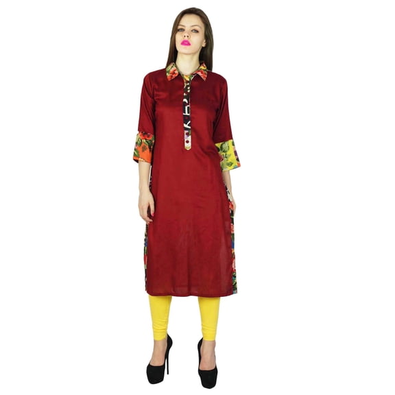 Phagun Kurta Indian Designer Women Ethnic Kurti Cotton Rayon Top Tunic Dress