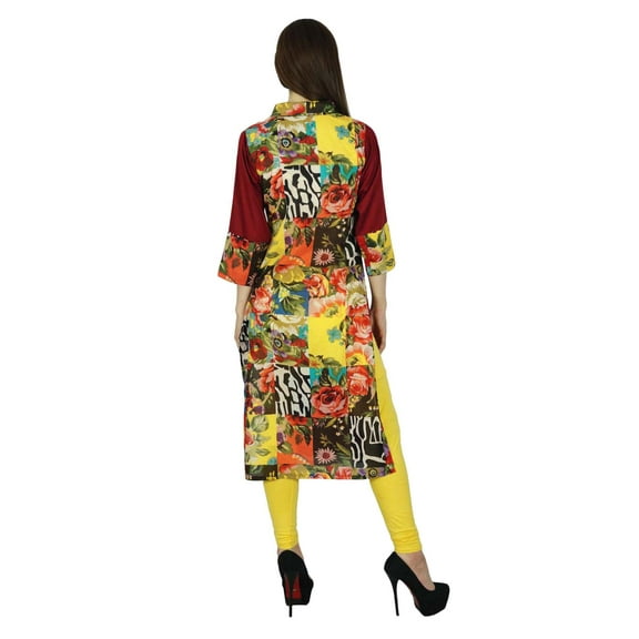 Phagun Kurta Indian Designer Women Ethnic Kurti Cotton Rayon Top Tunic Dress