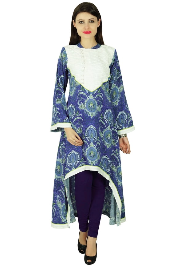 Kurta Women Ethnic Designer Damask Rayon Casual Kurti Tunic Dress