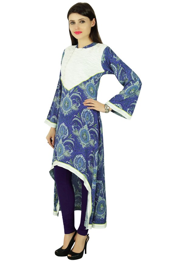 Kurta Women Ethnic Designer Damask Rayon Casual Kurti Tunic Dress