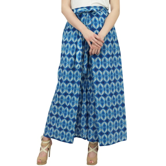 Phagun Ladies Thai Fisherman Summer Pants Blue Trousers Boho Gypsy Harem-L