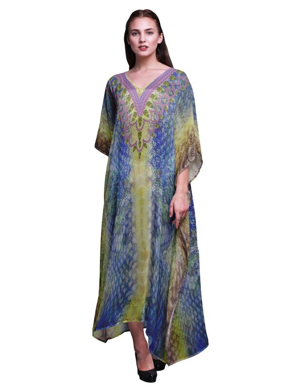 Leopard Animal Skin Ladies Plus Size Kaftan Summer Wear Beach Coverup Kimono Caftan-S-L