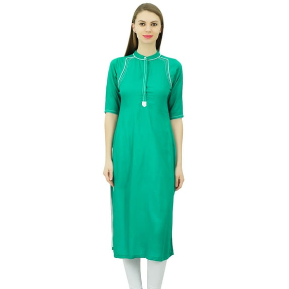 Phagun Mandarin Collar Kurti For Womens Ethnic India Tunic Top Ladies Rayon Kurta